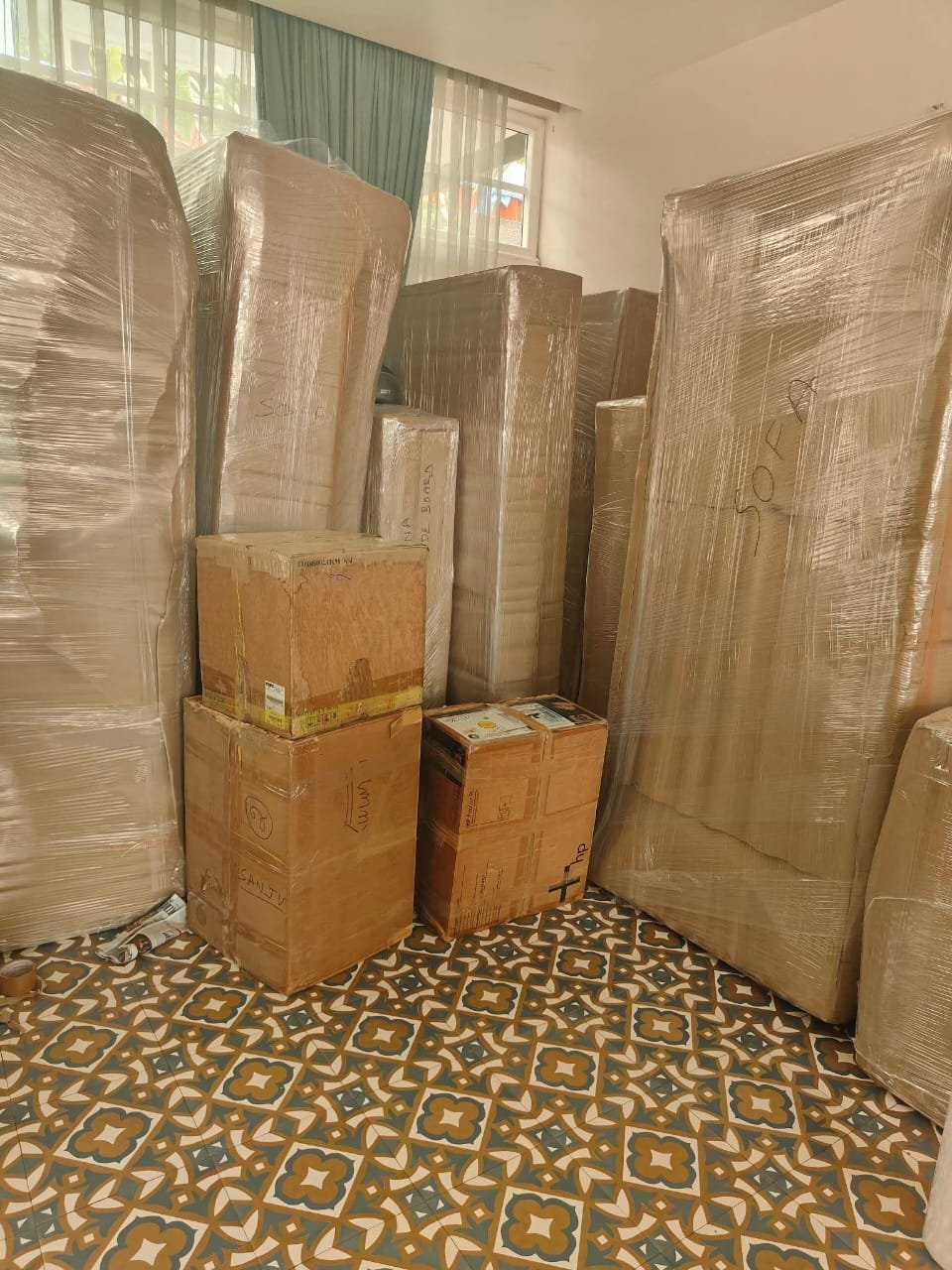 Household items packed and ready for safe transport